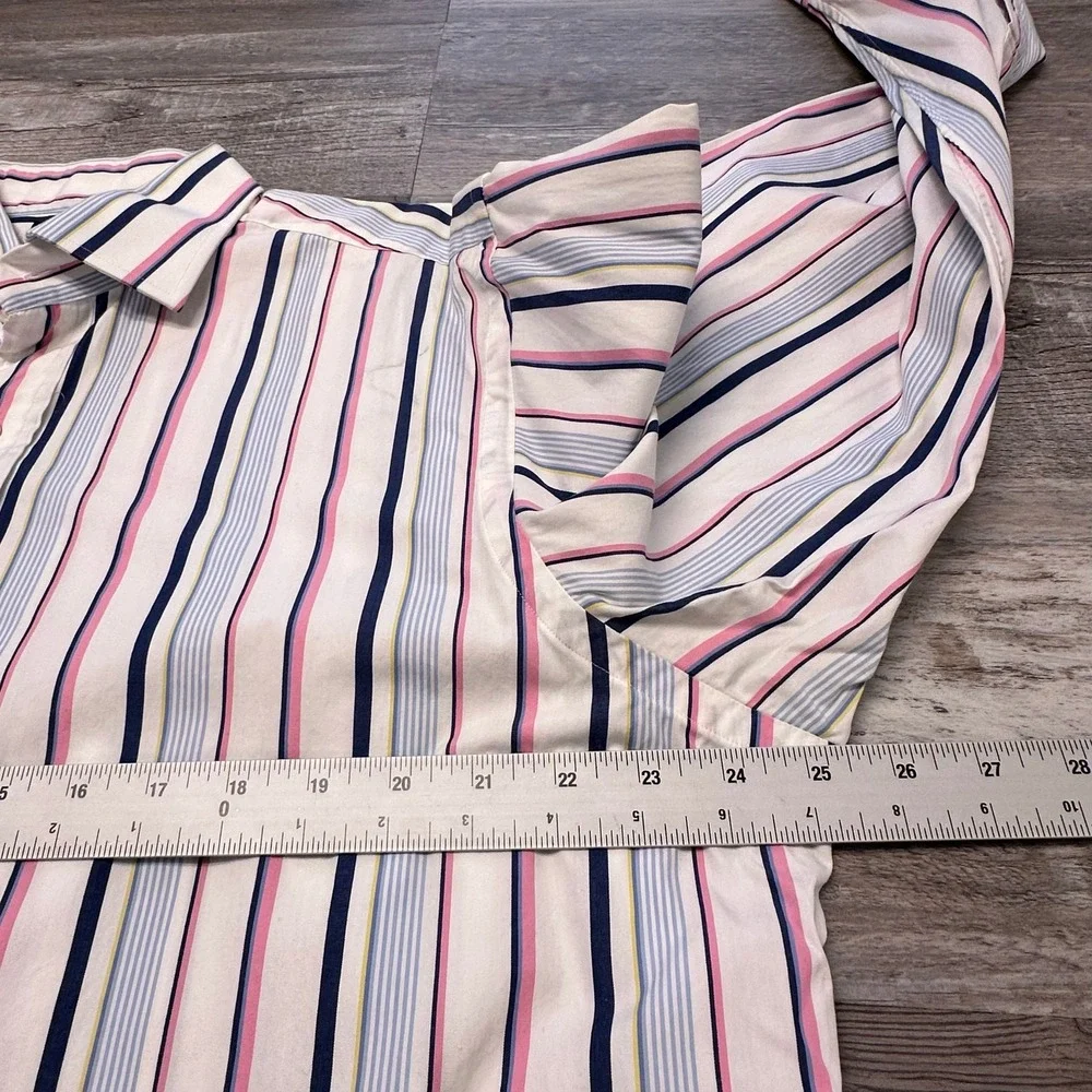 Vintage Polo Ralph Lauren Regent Mens 17 XL Button Dress Shirt Pink Blue Striped